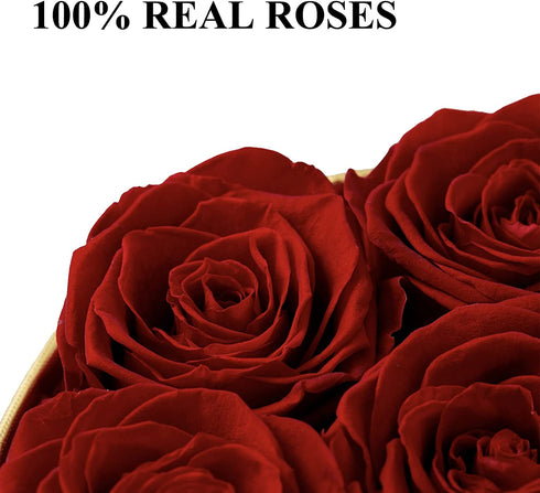 Handmade Preserved Red Roses in a Round Black  Box